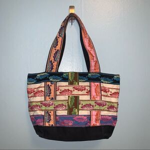 Hadley Pollet Tote RARE quilted leaf pattern
